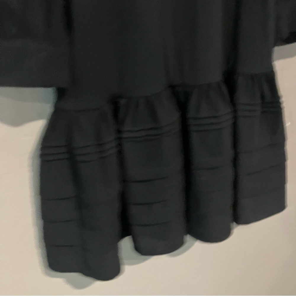 Gracia Short Sleeve Ruffles Pleats Tiered Babydoll Black Dress Women's Sz M - Picture 3 of 11